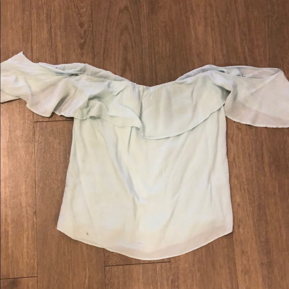Cotton candy chiffon off the shoulder top